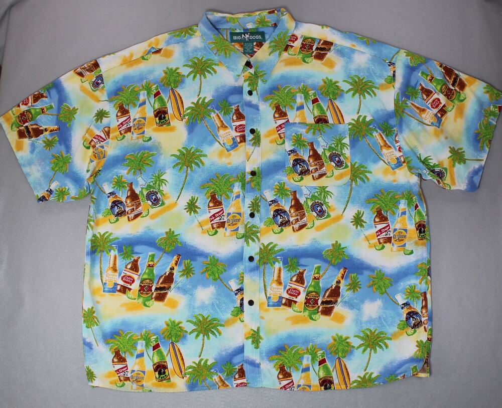 Big Dogs Short Sleeve Soft Button Up Hawaiian Tropical Camp Shirt Mens 4X